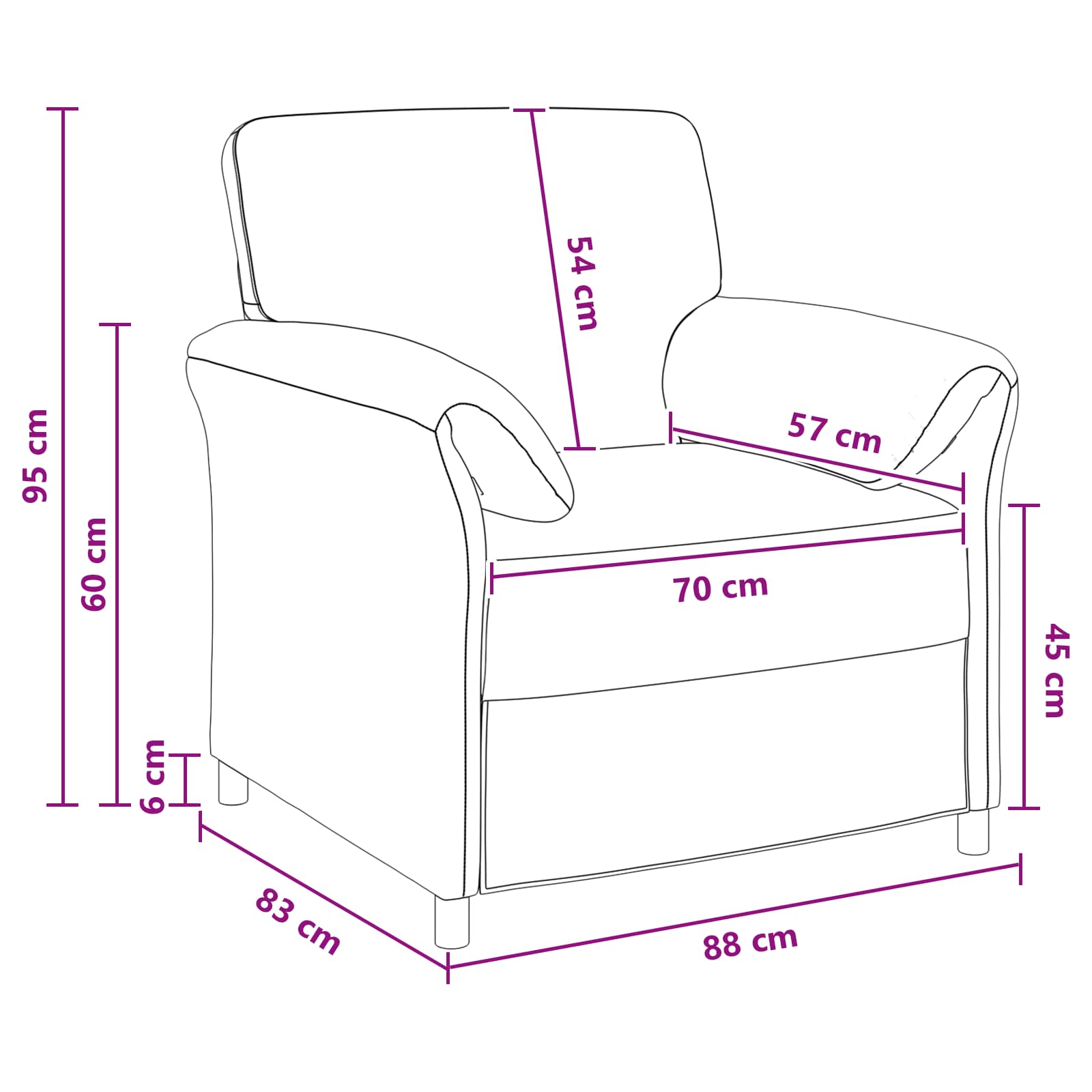 1-Sitzer Sofa Rosa 88 x 83 x 95 cm Samt