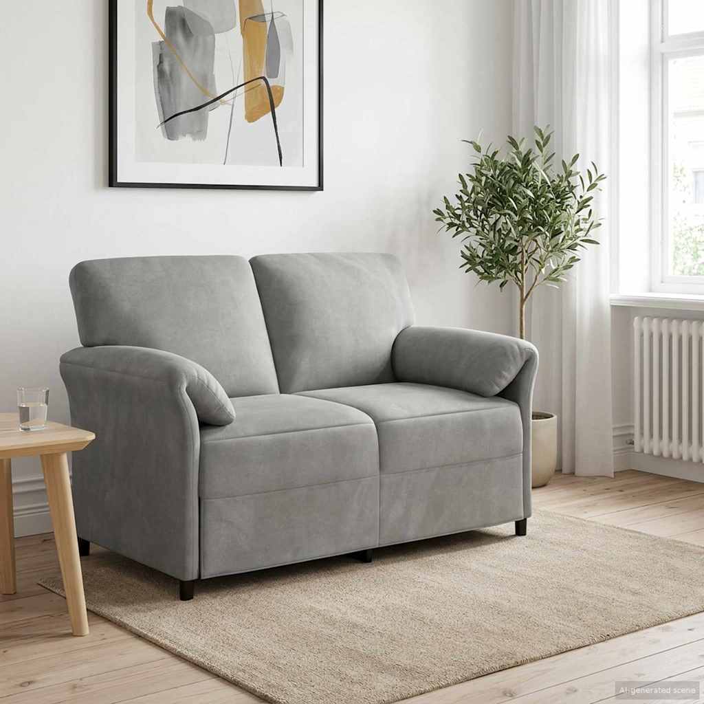 2-Sitzer Sofa Hellgrau 138 x 83 x 95 cm Samt