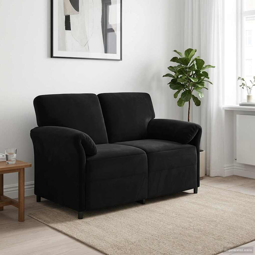2-Sitzer Sofa Schwarz 138 x 83 x 95 cm Samt