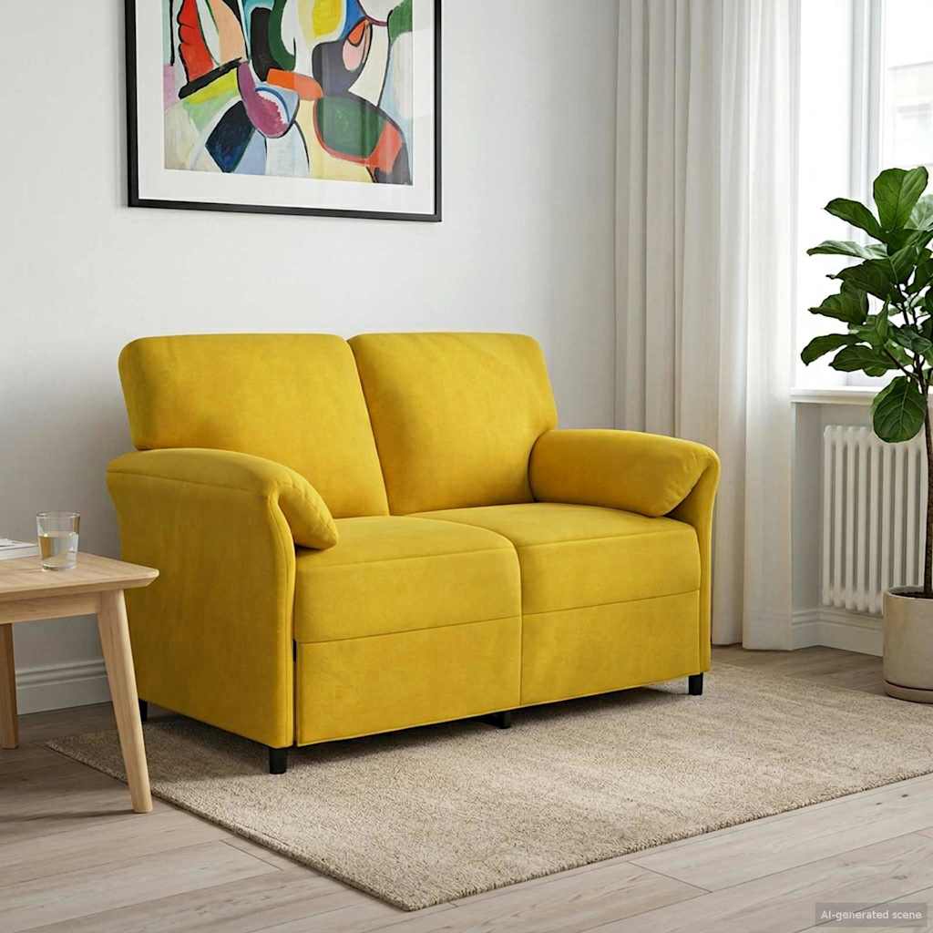 2-Sitzer Sofa Gelb 138 x 83 x 95 cm Samt