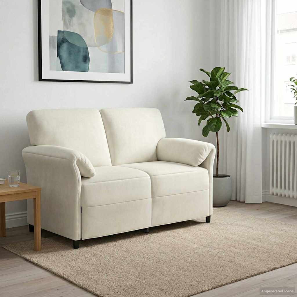2-Sitzer Sofa Creme 138 x 83 x 95 cm Samt