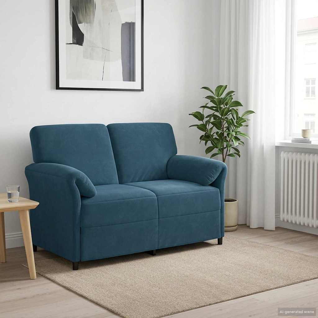 2-Sitzer Sofa Blau 138 x 83 x 95 cm Samt
