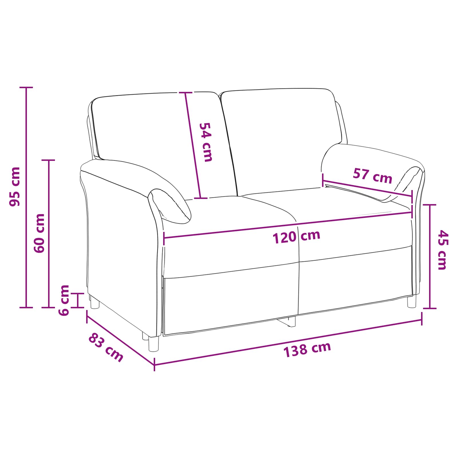 2-Sitzer Sofa Meergrün 138 x 83 x 95 cm Samt