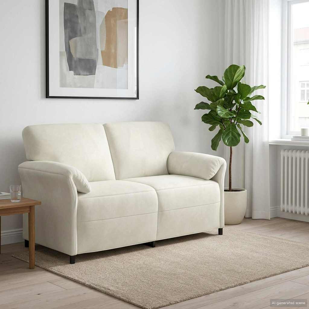 2-Sitzer Sofa Creme 158 x 83 x 95 cm Samt