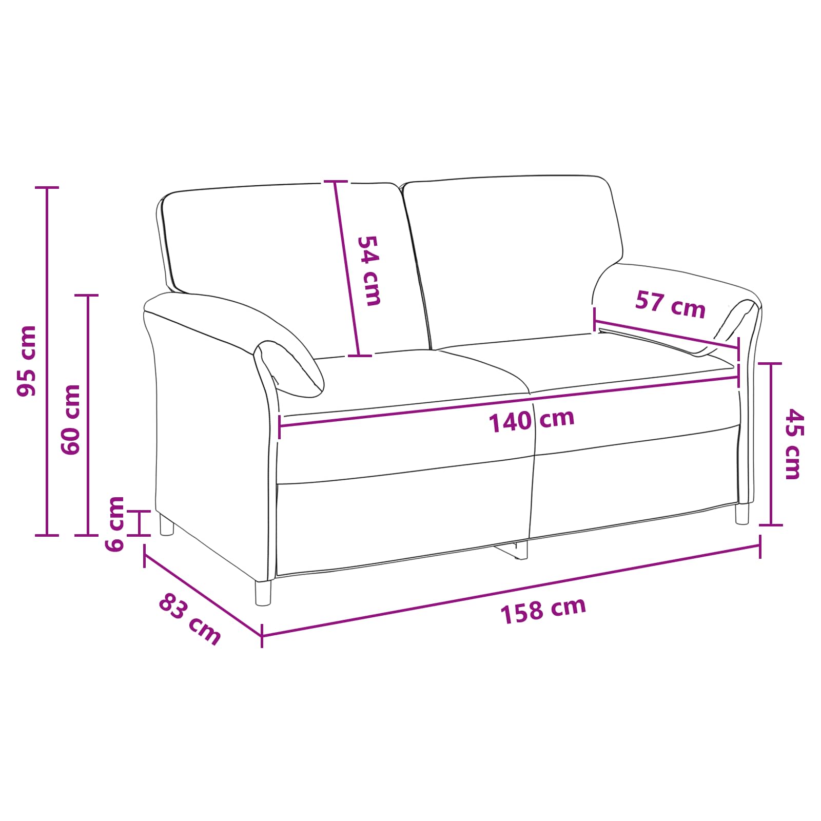 2-Sitzer Sofa Polizeiblau 158 x 83 x 95 cm Samt