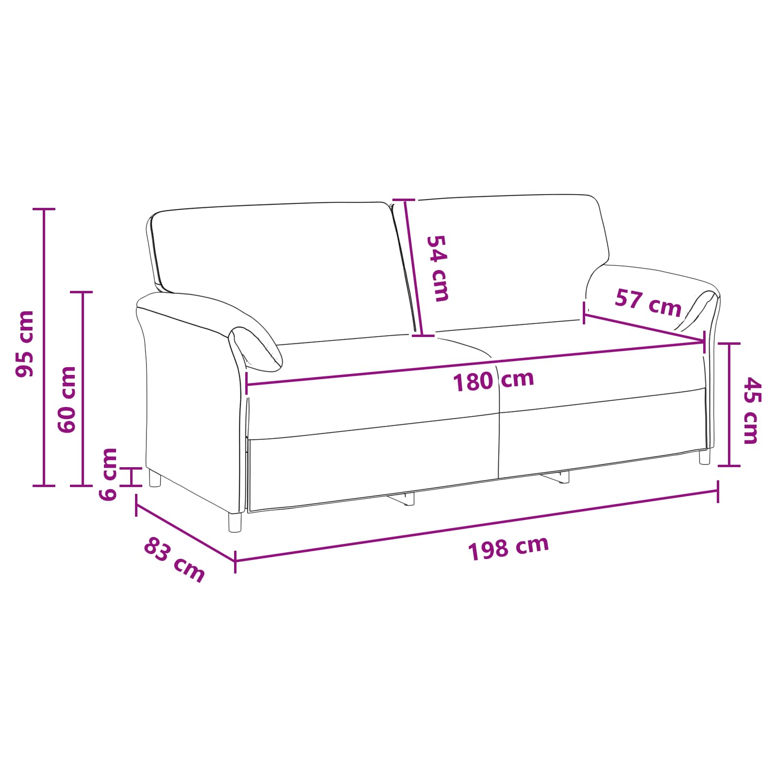 3-Sitzer-Sofa Hellgrau 198 x 83 x 95 cm Samt