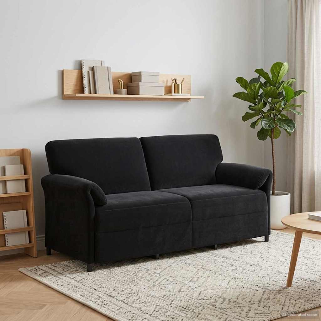 3-Sitzer-Sofa Schwarz 198 x 83 x 95 cm Samt