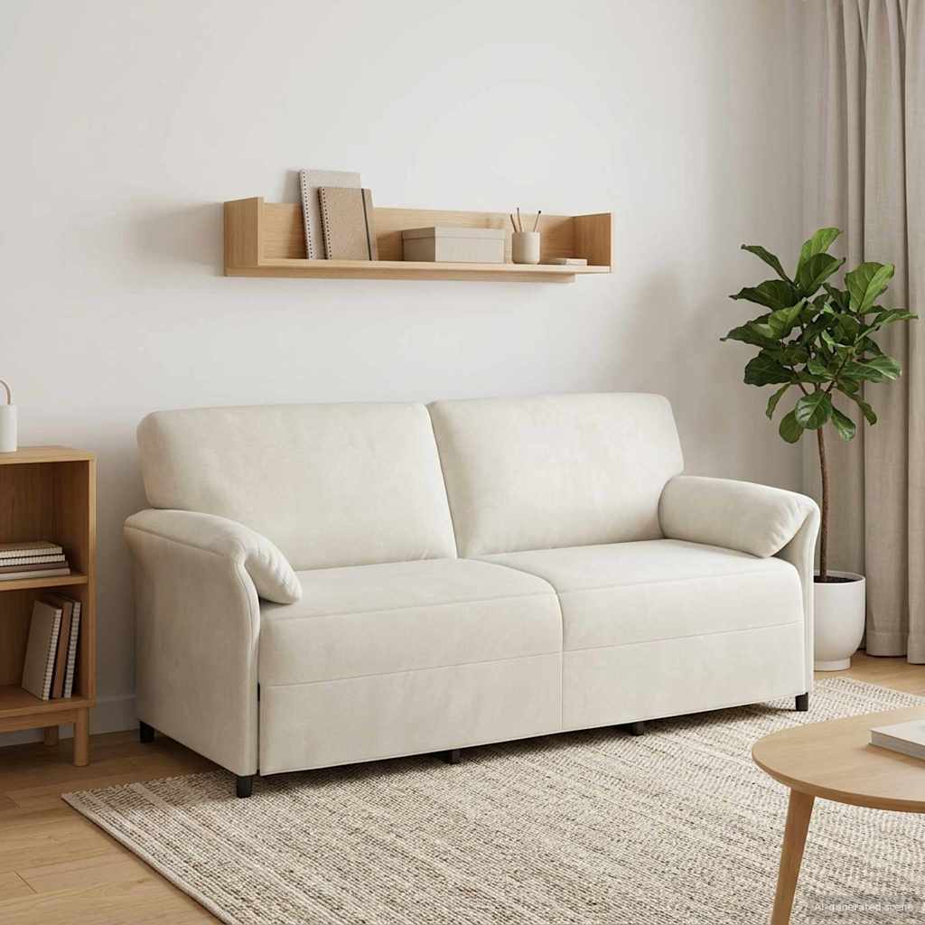 3-Sitzer-Sofa Creme 198 x 83 x 95 cm Samt