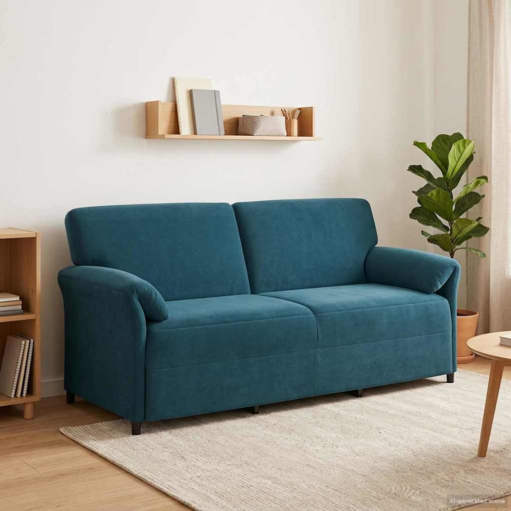 3-Sitzer-Sofa Blau 198 x 83 x 95 cm Samt
