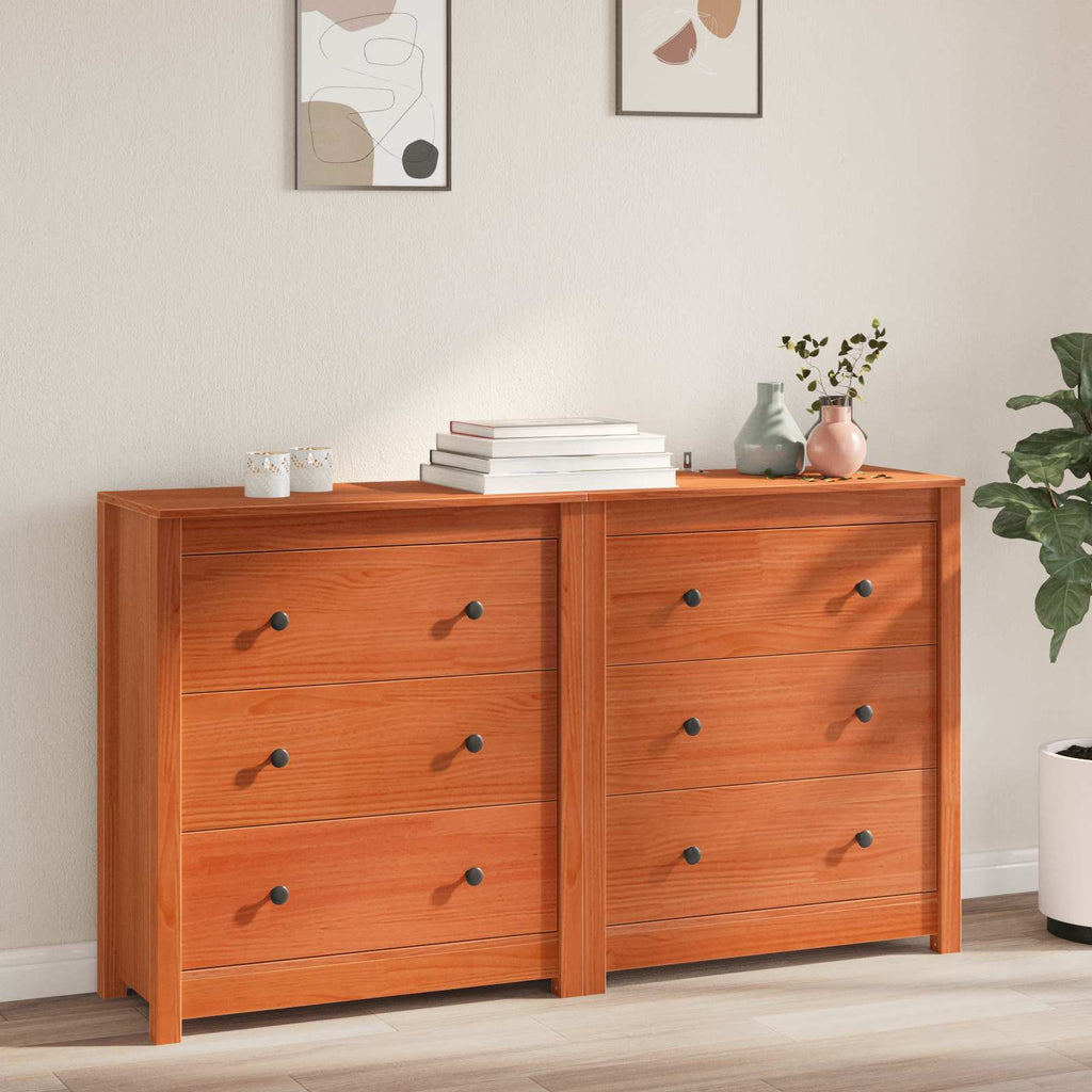 Sideboard mit Schubladen 2 pcs Wachsbraun 140 x 35 x 80 cm