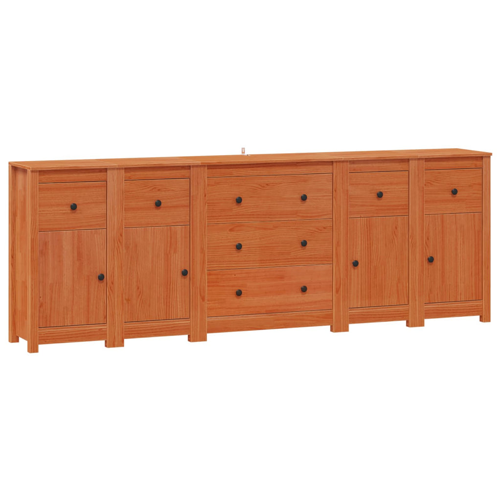 Sideboard mit Schubladen 5 pcs Wachsbraun Massives Kiefernholz