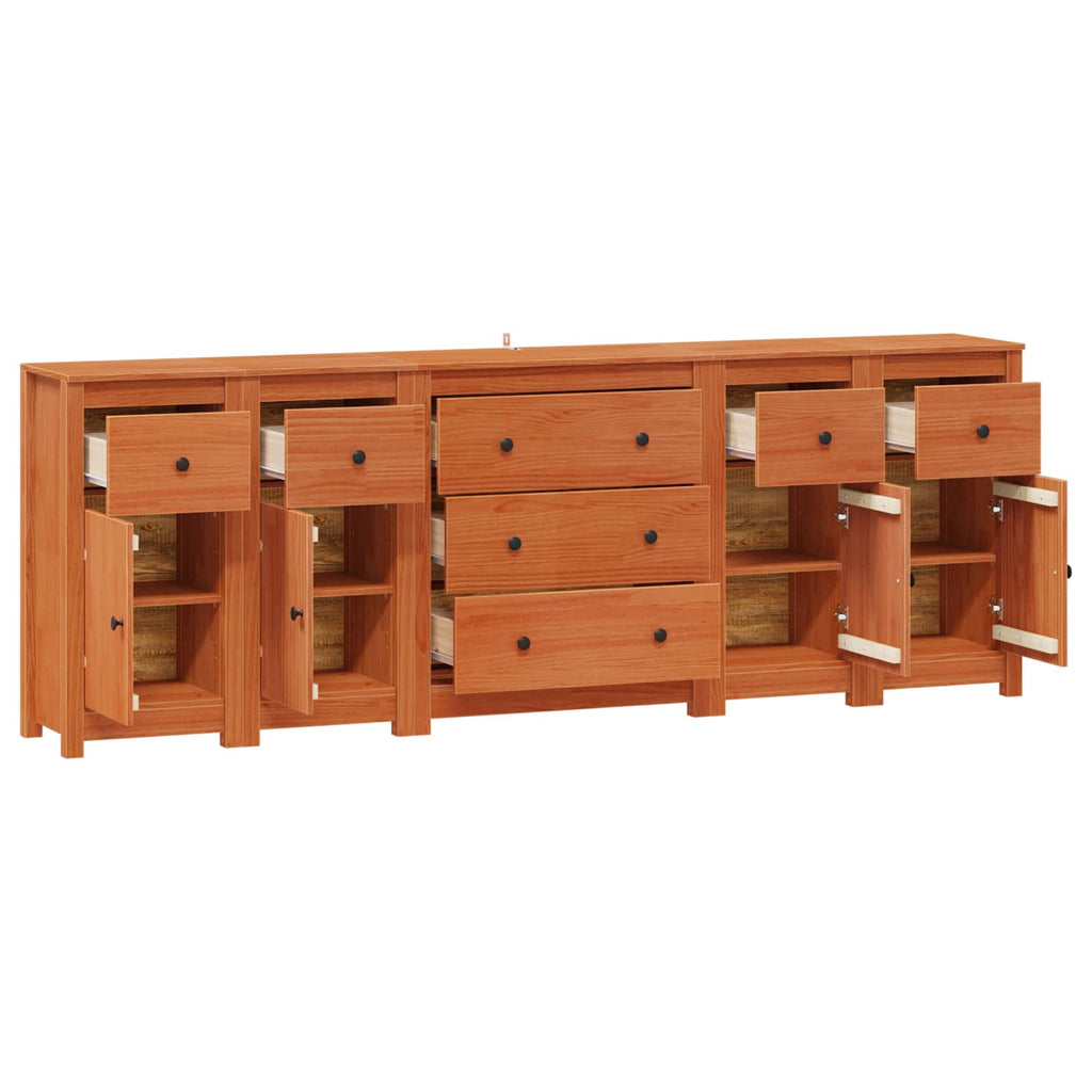 Sideboard mit Schubladen 5 pcs Wachsbraun Massives Kiefernholz