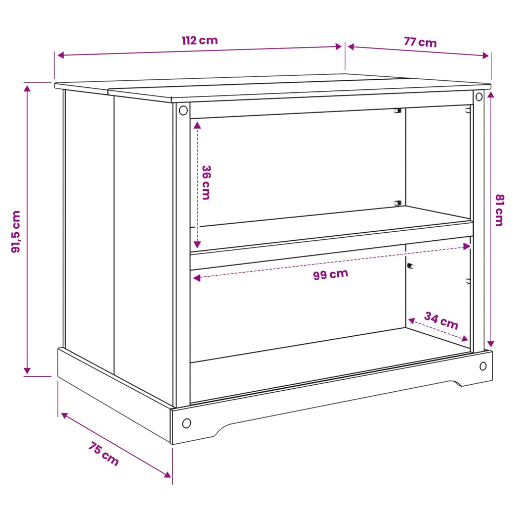 Küchentrolley 2 pcs Honigwachs 112 x 77 x 91,5 cm Massiv-Kiefer