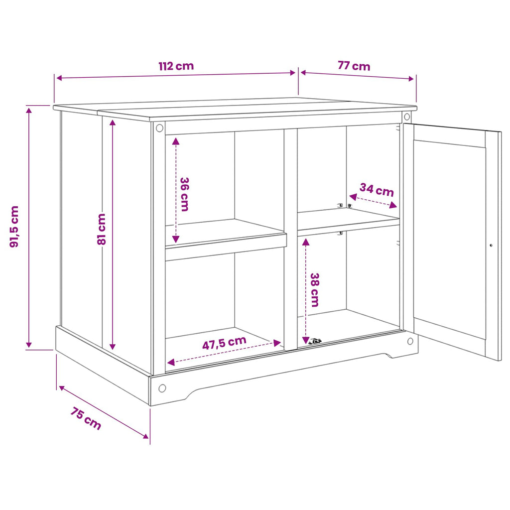 Küchentrolley 2 pcs Weiß und Honigwachs 112 x 77 x 91,5 cm