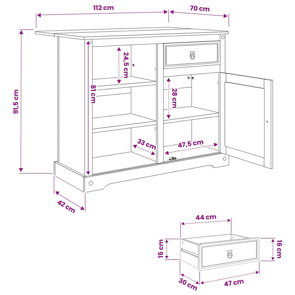 Küchentrolley 2 pcs Weiß und Honigwachs 112 x 70 x 91,5 cm