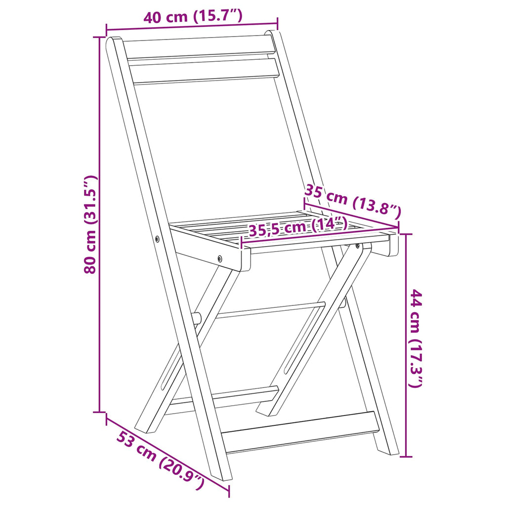 Klappbare Gartenstühle 6 pcs Natur 40 x 53 x 80 cm