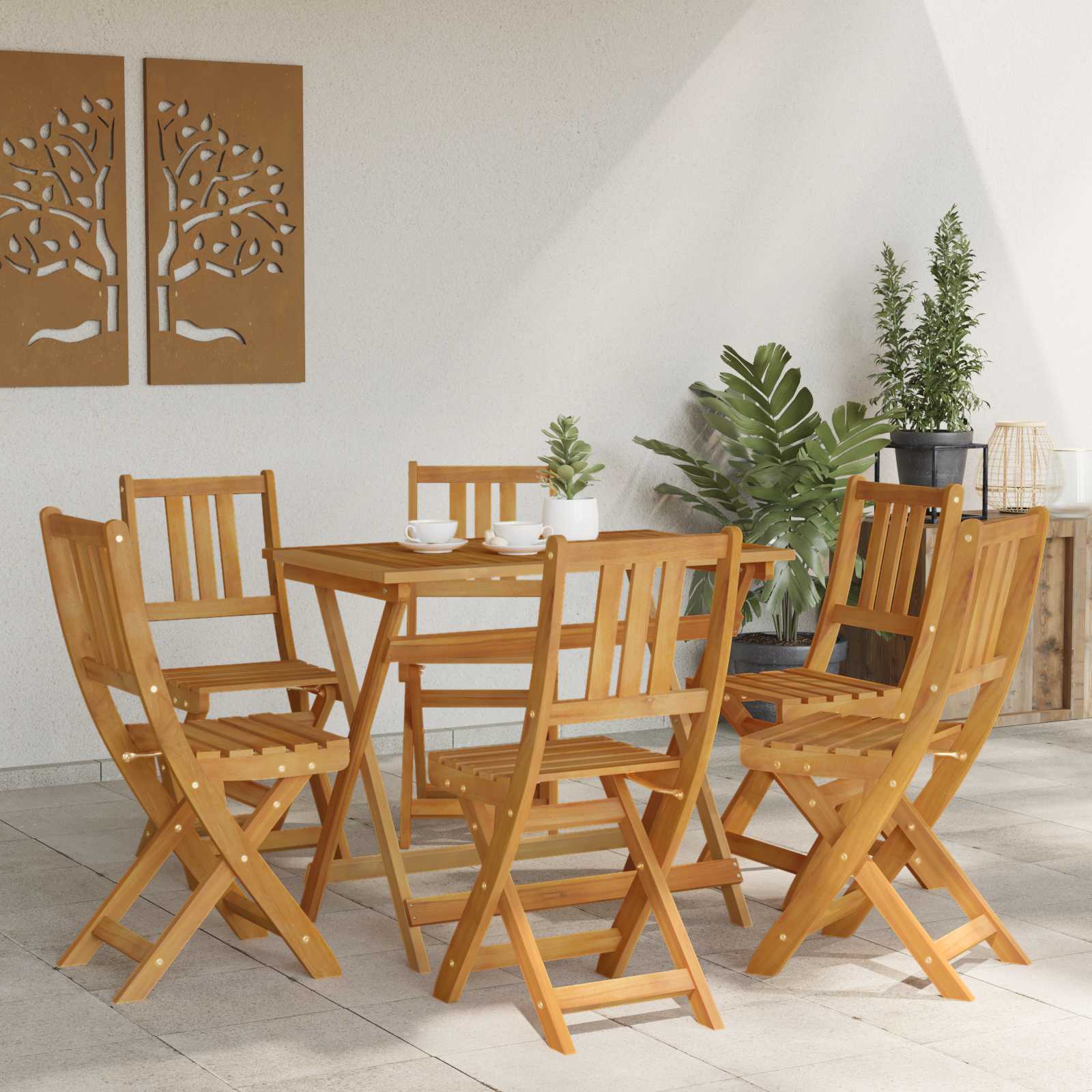 Außen Bistro-Stühle 6 pcs Natur Massivholz Akazie
