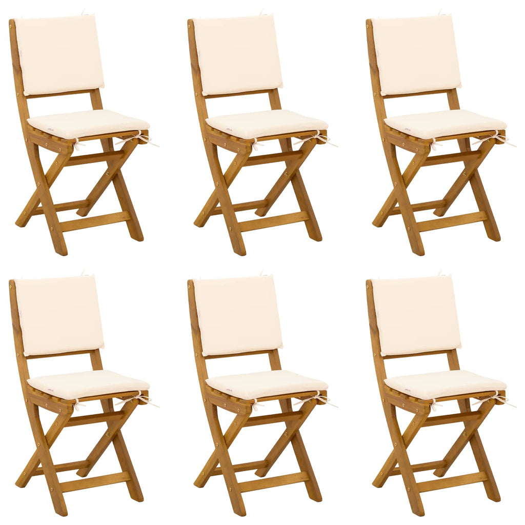 Außen Bistro-Stühle mit Kissen 6 pcs Cremeweiß 38 x 46 x 85 cm