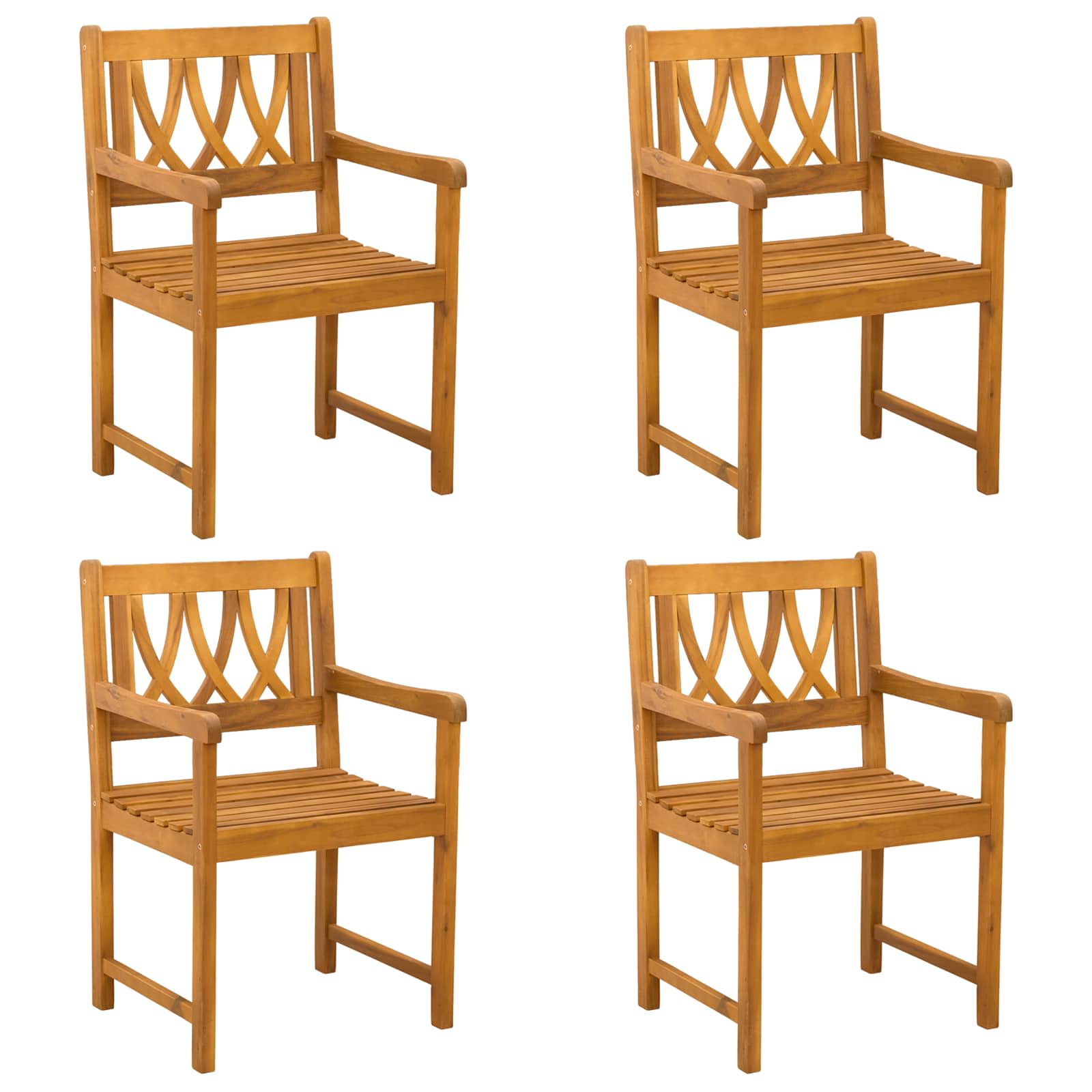 Bank Outdoor 4 pcs Natur 56 x 55,5 x 90 cm Massivholz Akazie