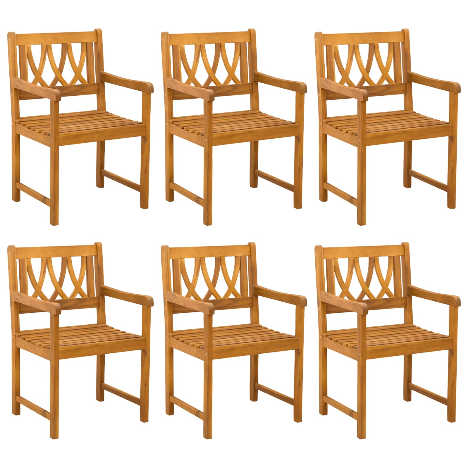 Bank Outdoor 6 pcs Natur 56 x 55,5 x 90 cm Massivholz Akazie