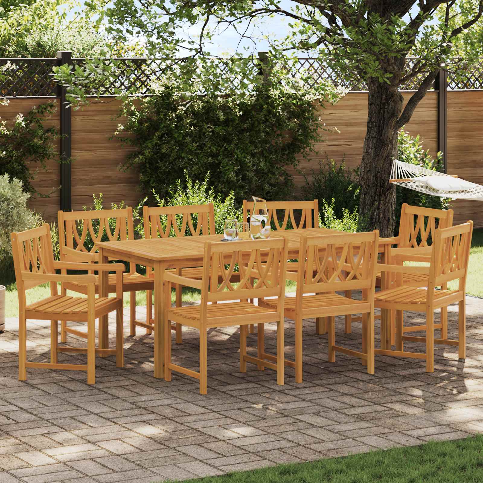 Bank Outdoor 8 pcs Natur 56 x 55,5 x 90 cm Massivholz Akazie