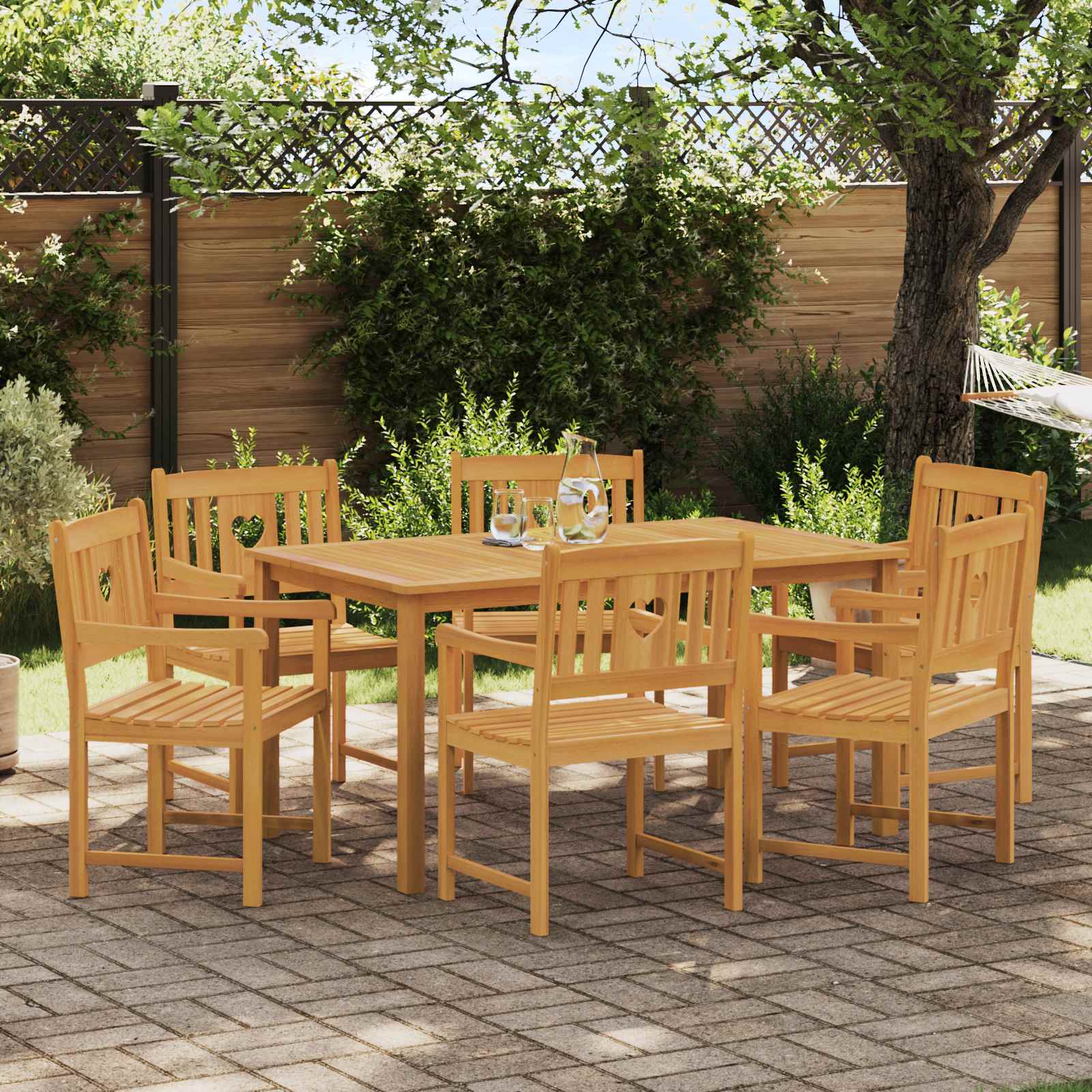 Bank Outdoor 6 pcs Natur 56 x 55,5 x 90 cm Massivholz Akazie