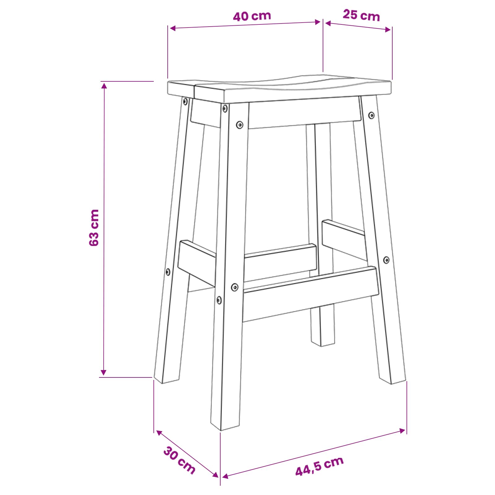 Barhocker 2 pcs Honigwachs 44 x 30 x 63 cm Massiv-Kiefer