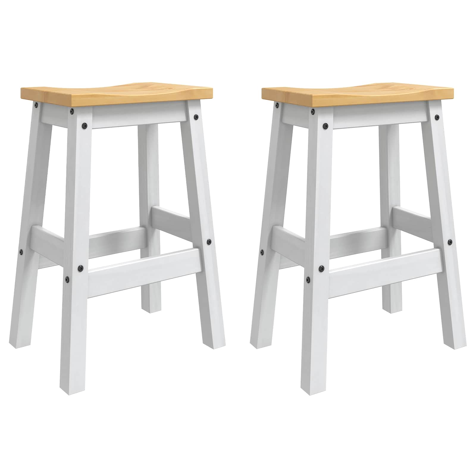 Barhocker 2 pcs Weiß und Honigwachs 44 x 30 x 63 cm