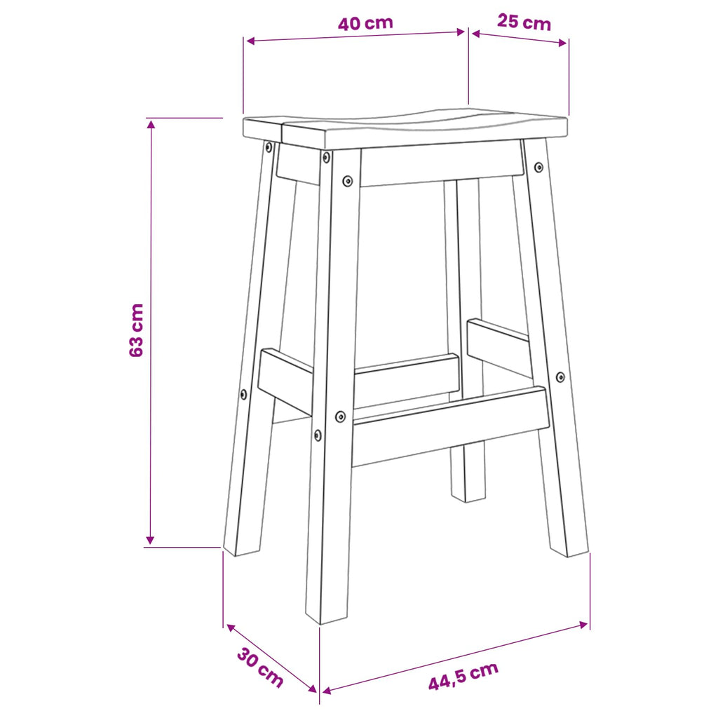 Barhocker 2 pcs Weiß und Honigwachs 44 x 30 x 63 cm