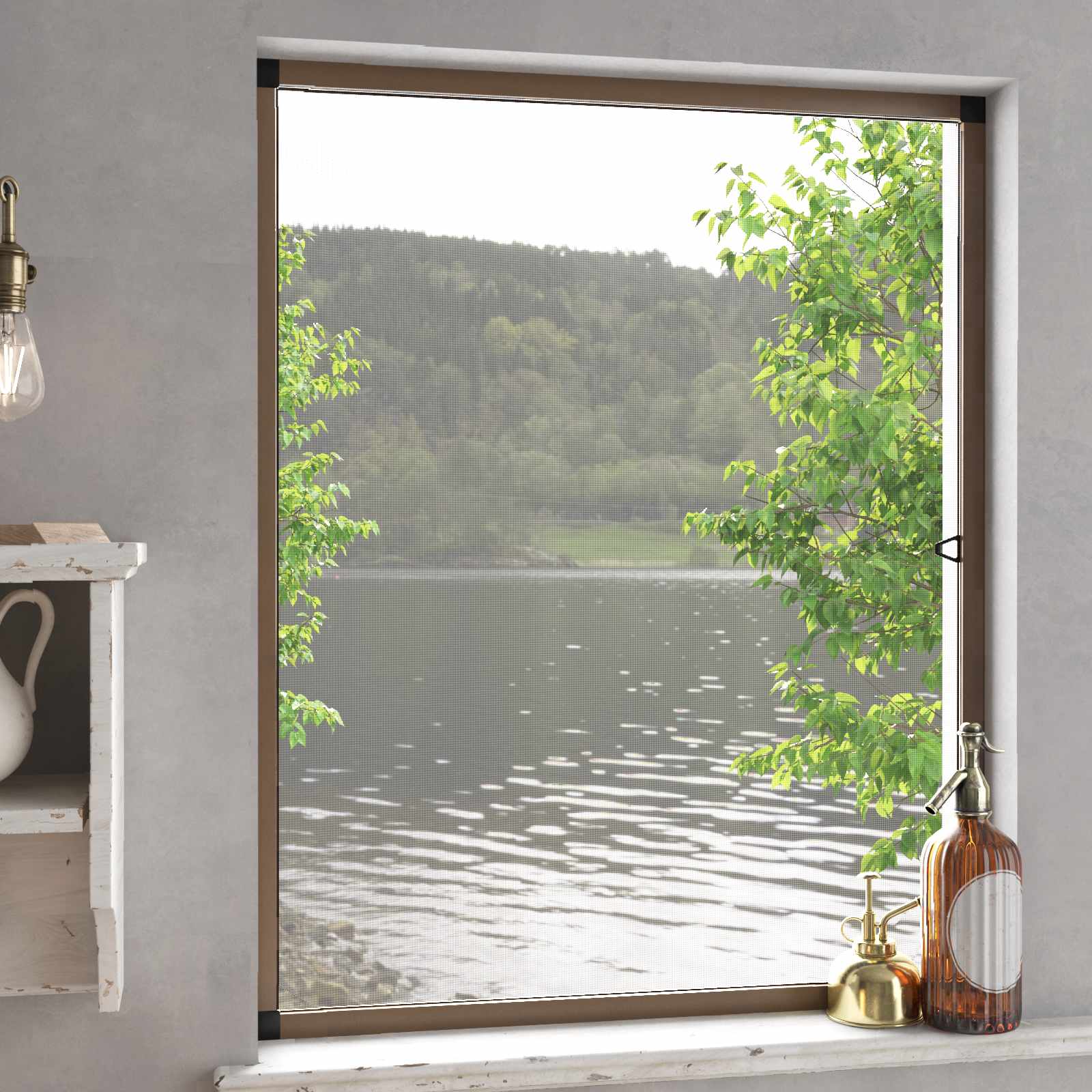 Insektenschutz für Fenster Braun 130 x 150 cm