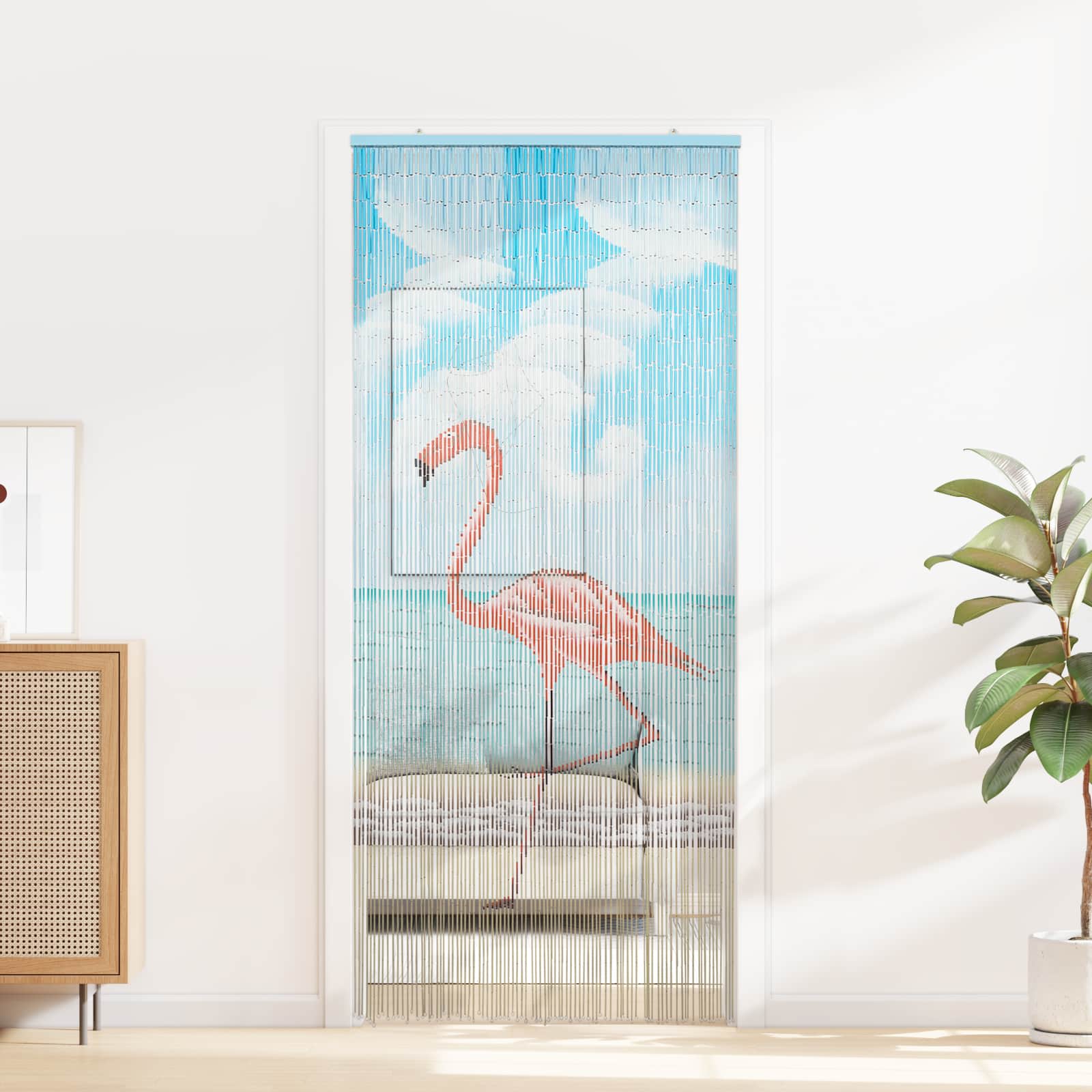 Insektentürvorhang Mehrfarbig 200 x 90 cm Bambus