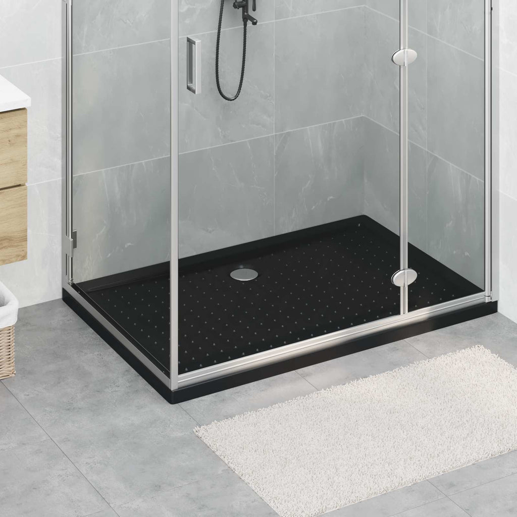 Duschbodenablage mit Punkten Schwarz 120 x 80 x 4 cm ABS