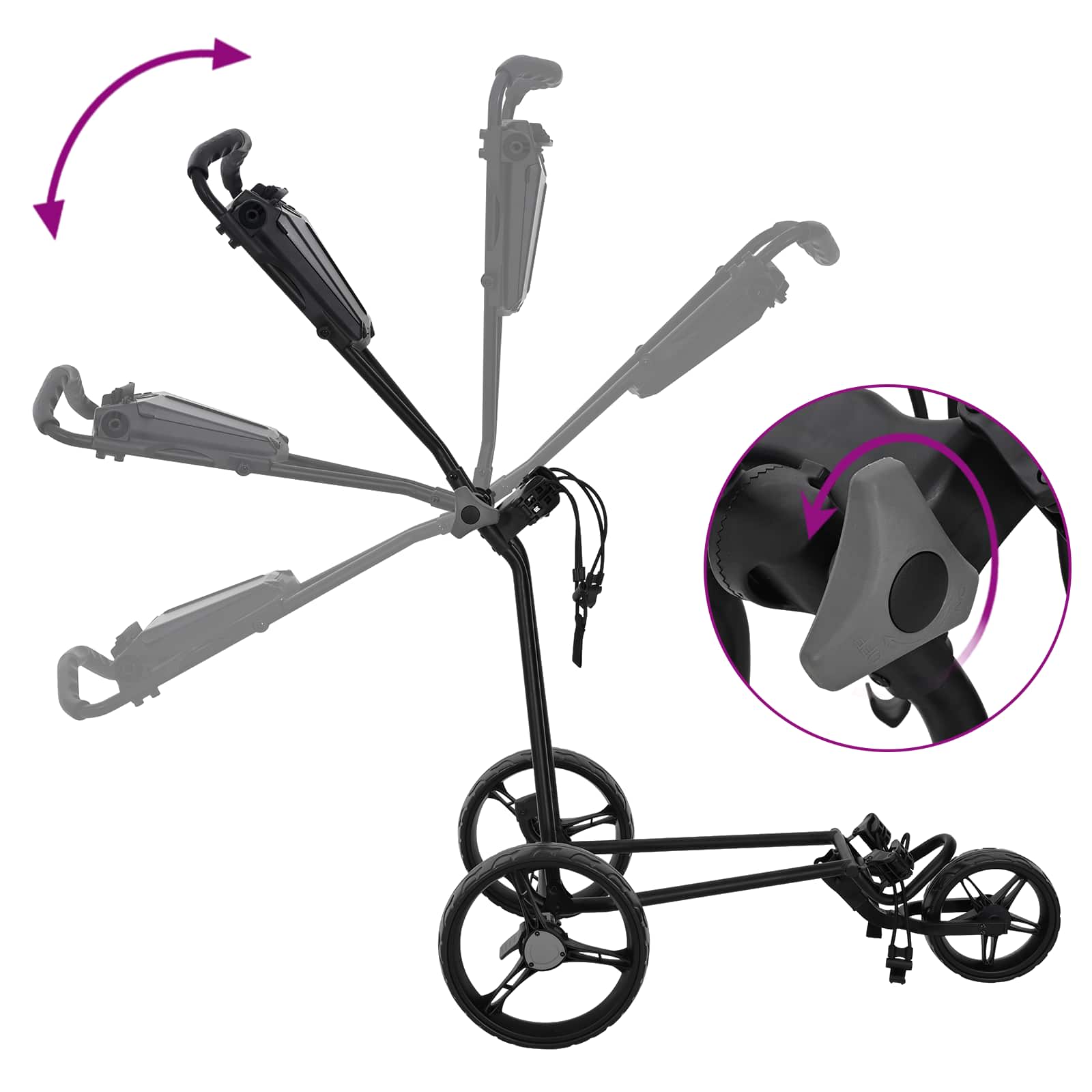 Golf-Dolly Schwarz 95 x 60 x 130 cm Eisen