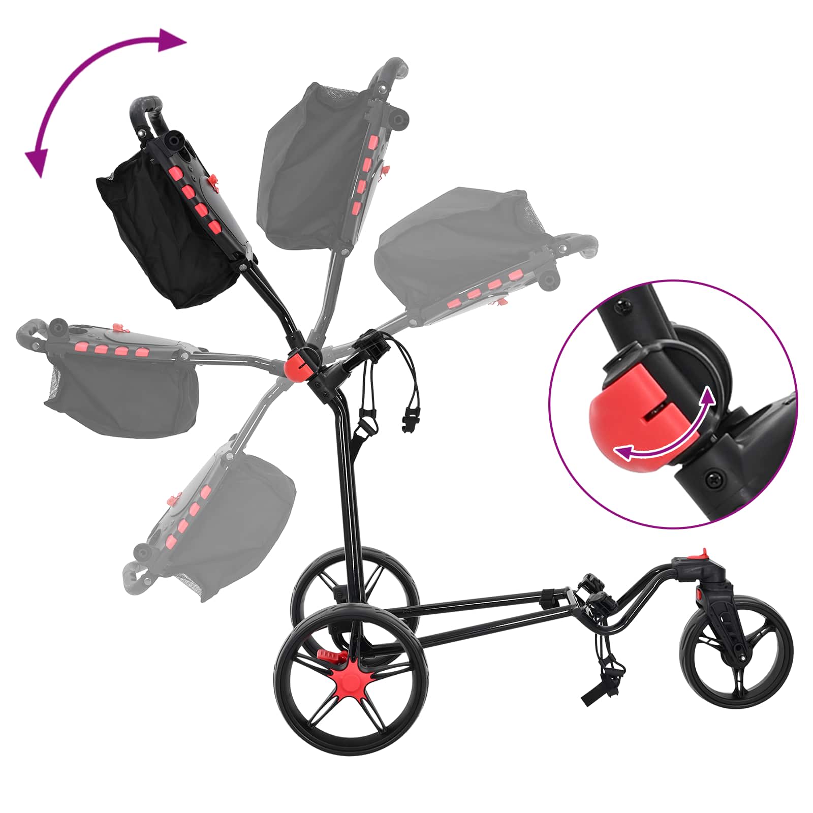 Golf-Dolly Schwarz 110 x 60 x 132 cm Eisen