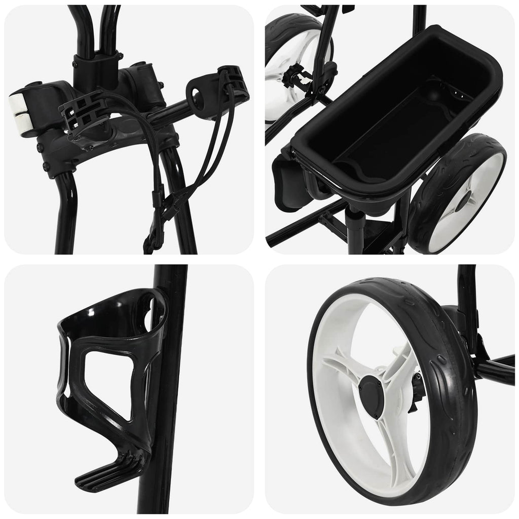 Golf-Dolly mit Sitz Schwarz und Weiß 100 x 60 x 130 cm Eisen