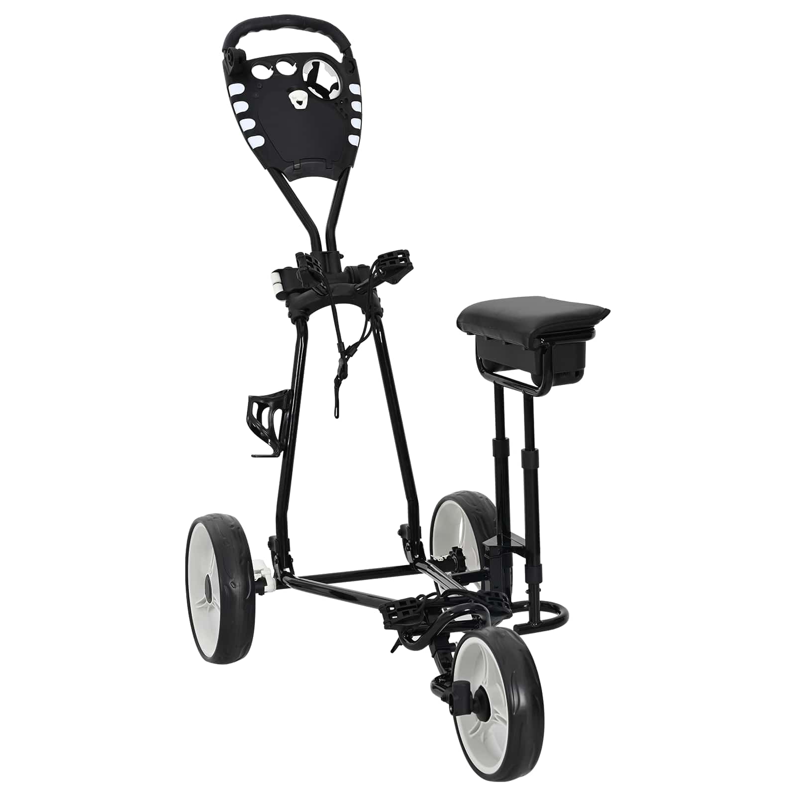Golf-Dolly mit Sitz Schwarz und Weiß 100 x 60 x 130 cm Eisen