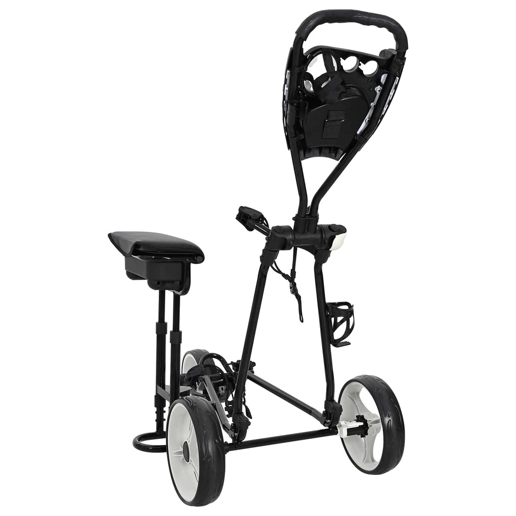 Golf-Dolly mit Sitz Schwarz und Weiß 100 x 60 x 130 cm Eisen