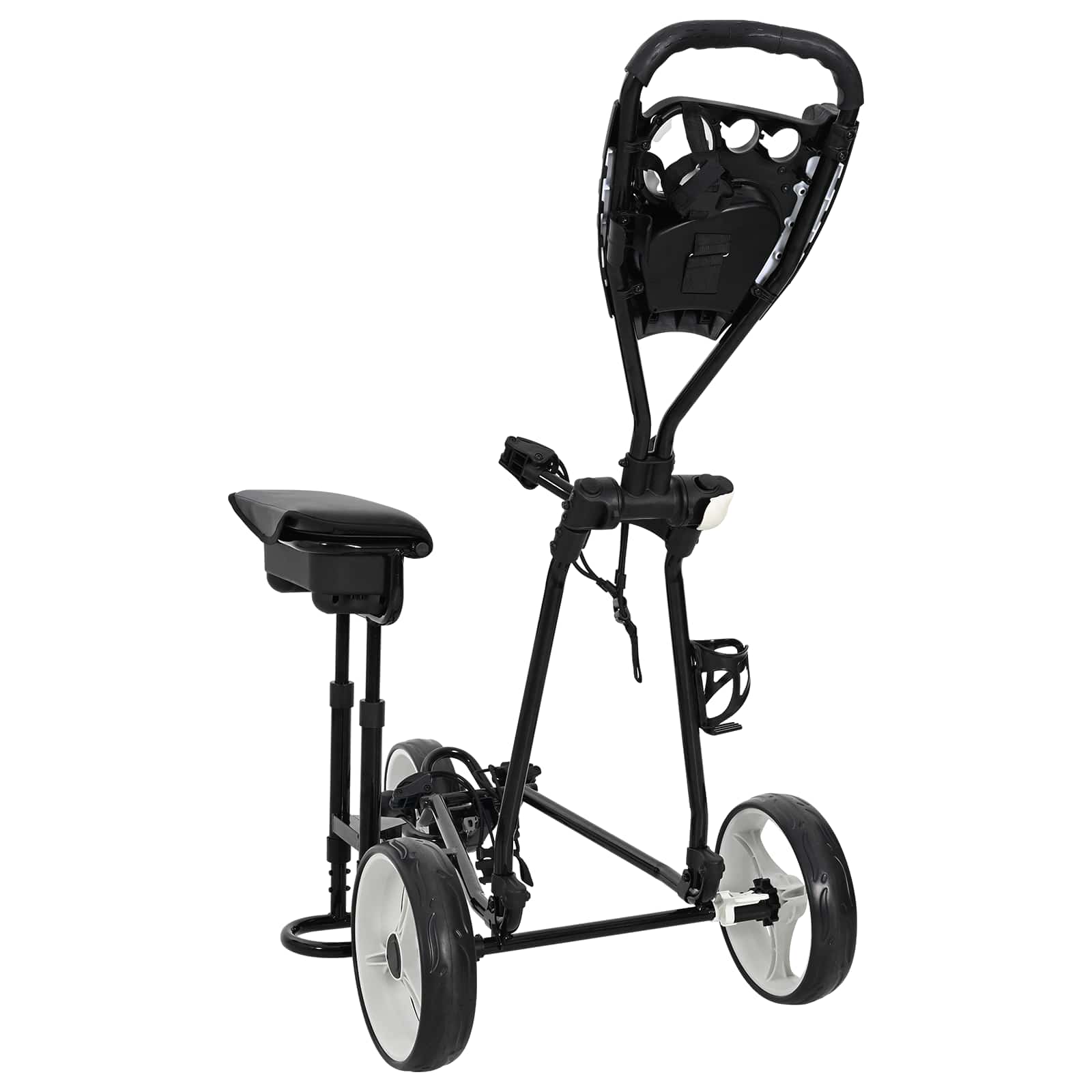 Golf-Dolly mit Sitz Schwarz und Weiß 100 x 60 x 130 cm Eisen