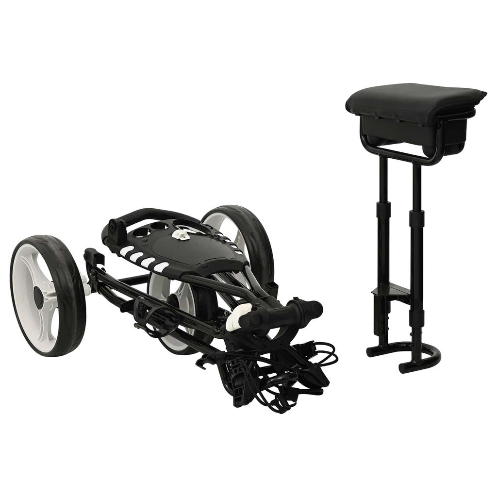 Golf-Dolly mit Sitz Schwarz und Weiß 100 x 60 x 130 cm Eisen
