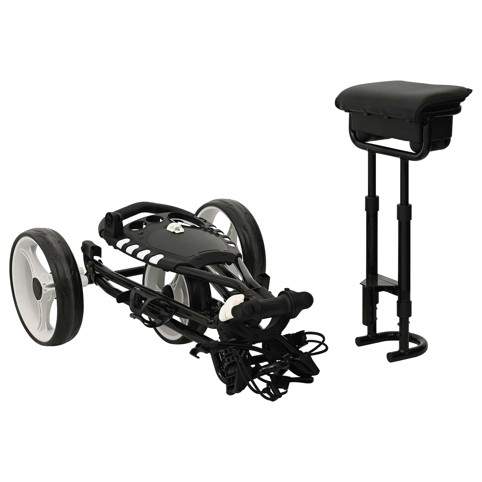 Golf-Dolly mit Sitz Schwarz und Weiß 100 x 60 x 130 cm Eisen