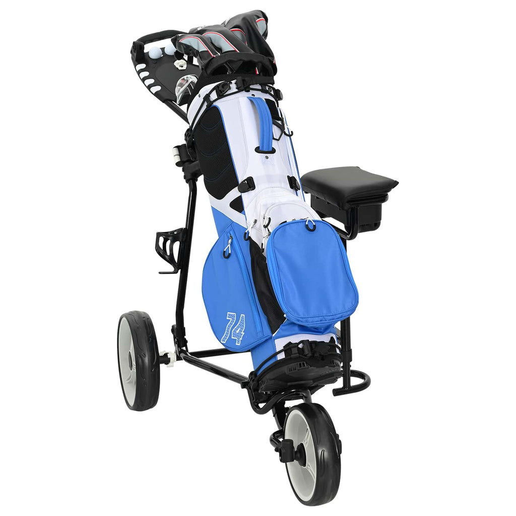 Golf-Dolly mit Sitz Schwarz und Weiß 100 x 60 x 130 cm Eisen