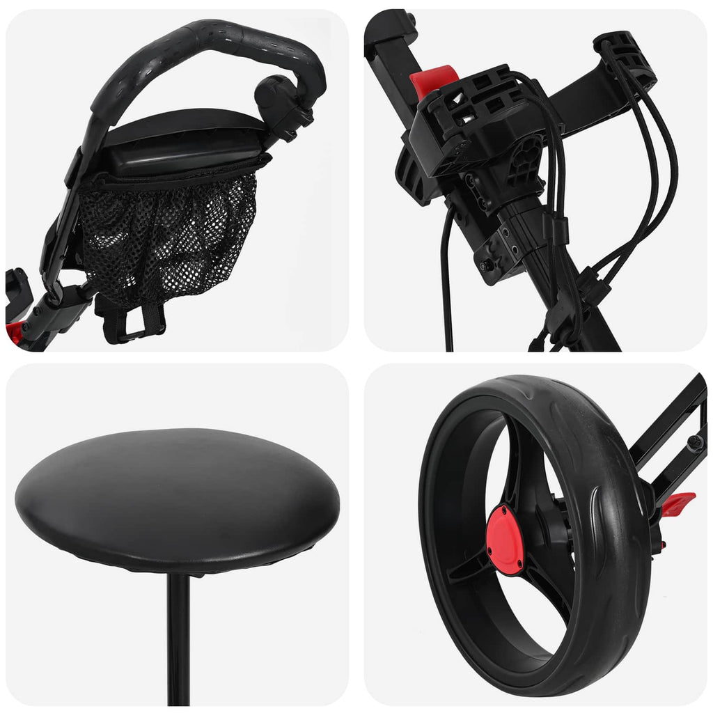 Golf-Dolly mit Sitz Schwarz 95 x 69 x 114 cm Eisen