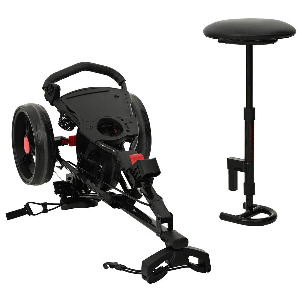 Golf-Dolly mit Sitz Schwarz 95 x 69 x 114 cm Eisen