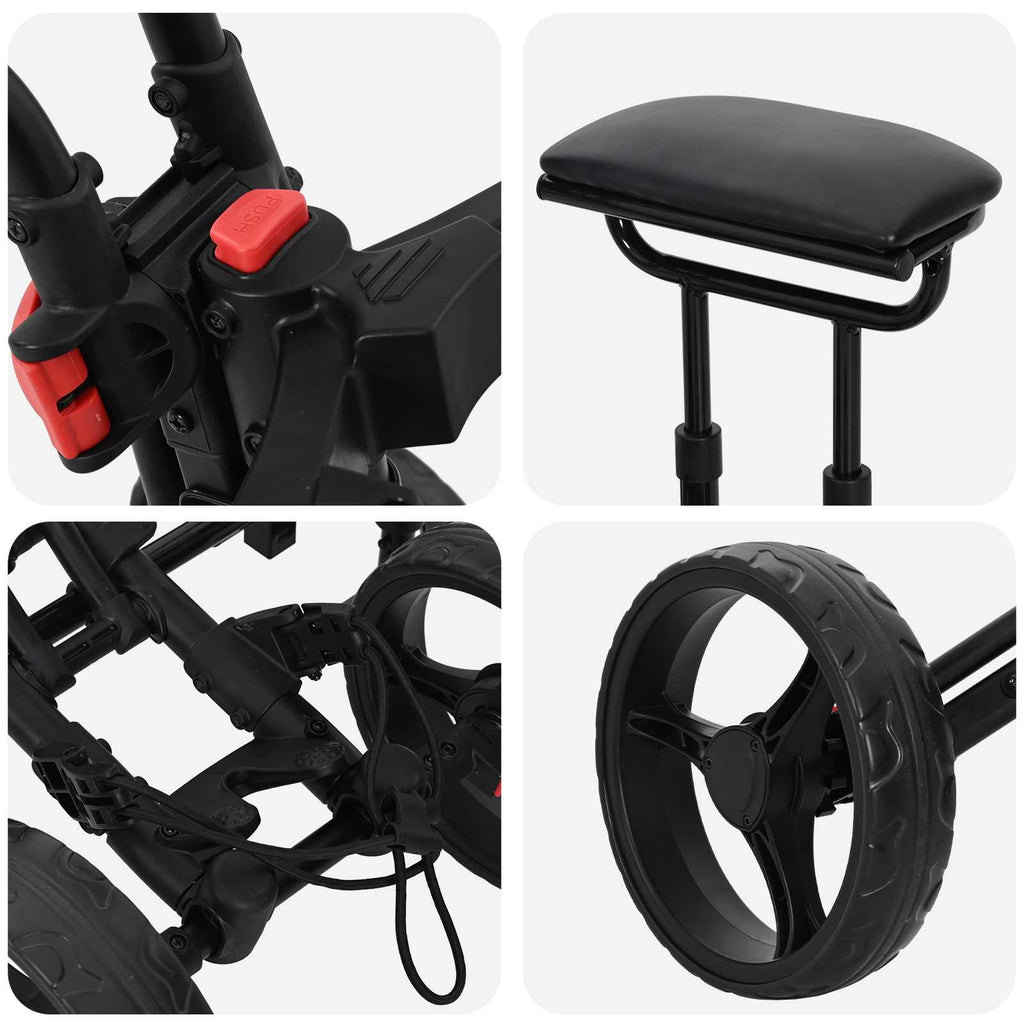 Golf-Dolly mit Sitz Schwarz Aluminium Klappbar