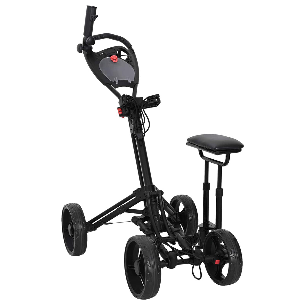 Golf-Dolly mit Sitz Schwarz Aluminium Klappbar