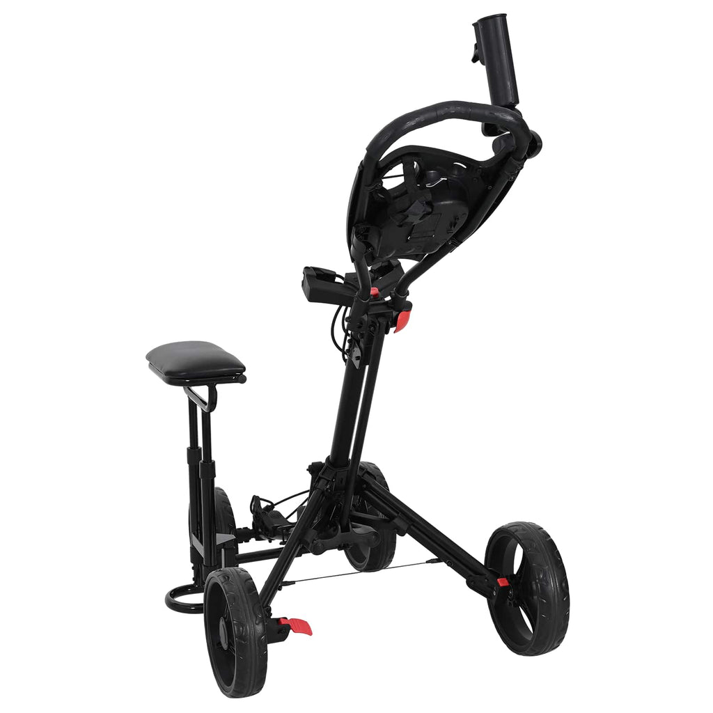 Golf-Dolly mit Sitz Schwarz Aluminium Klappbar