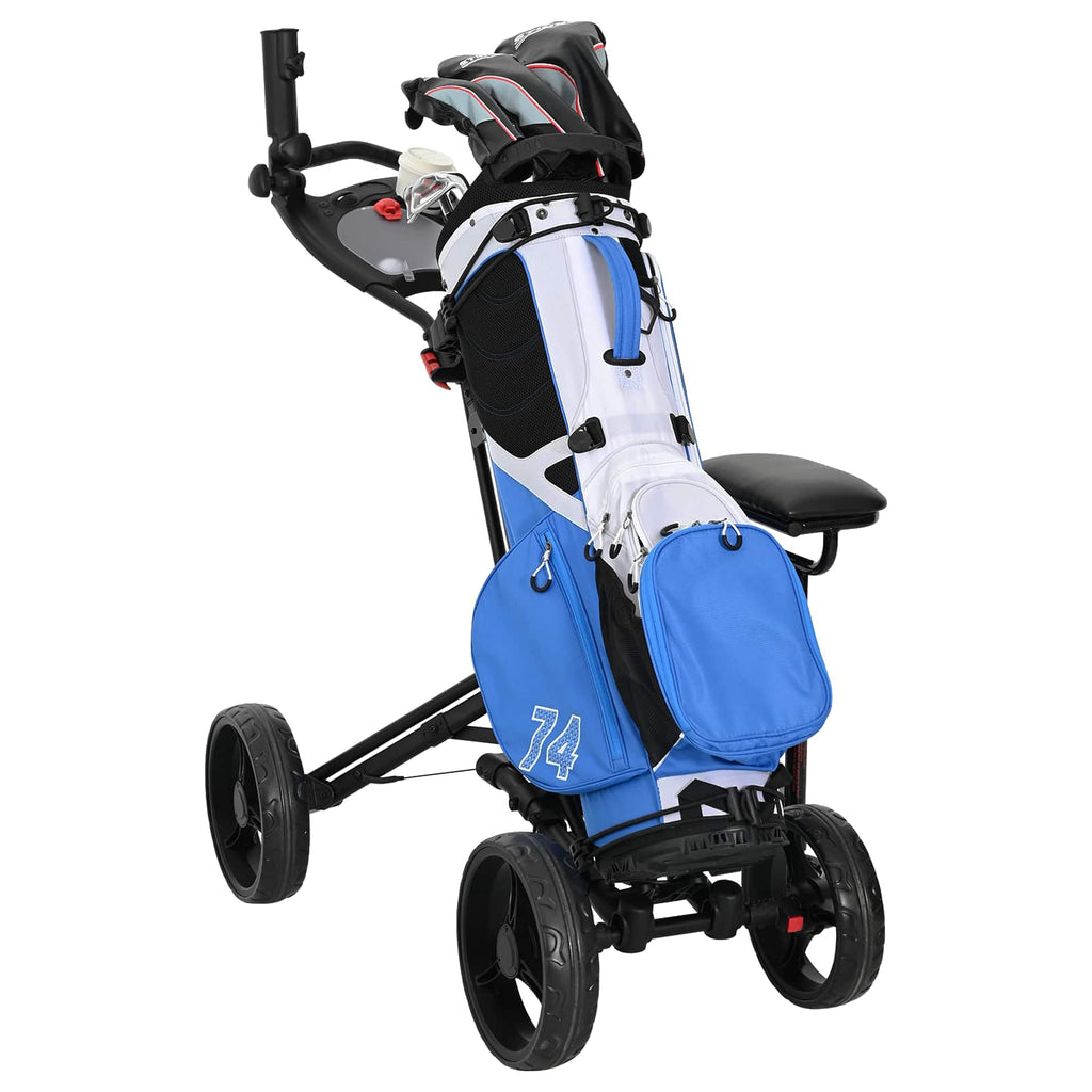 Golf-Dolly mit Sitz Schwarz Aluminium Klappbar