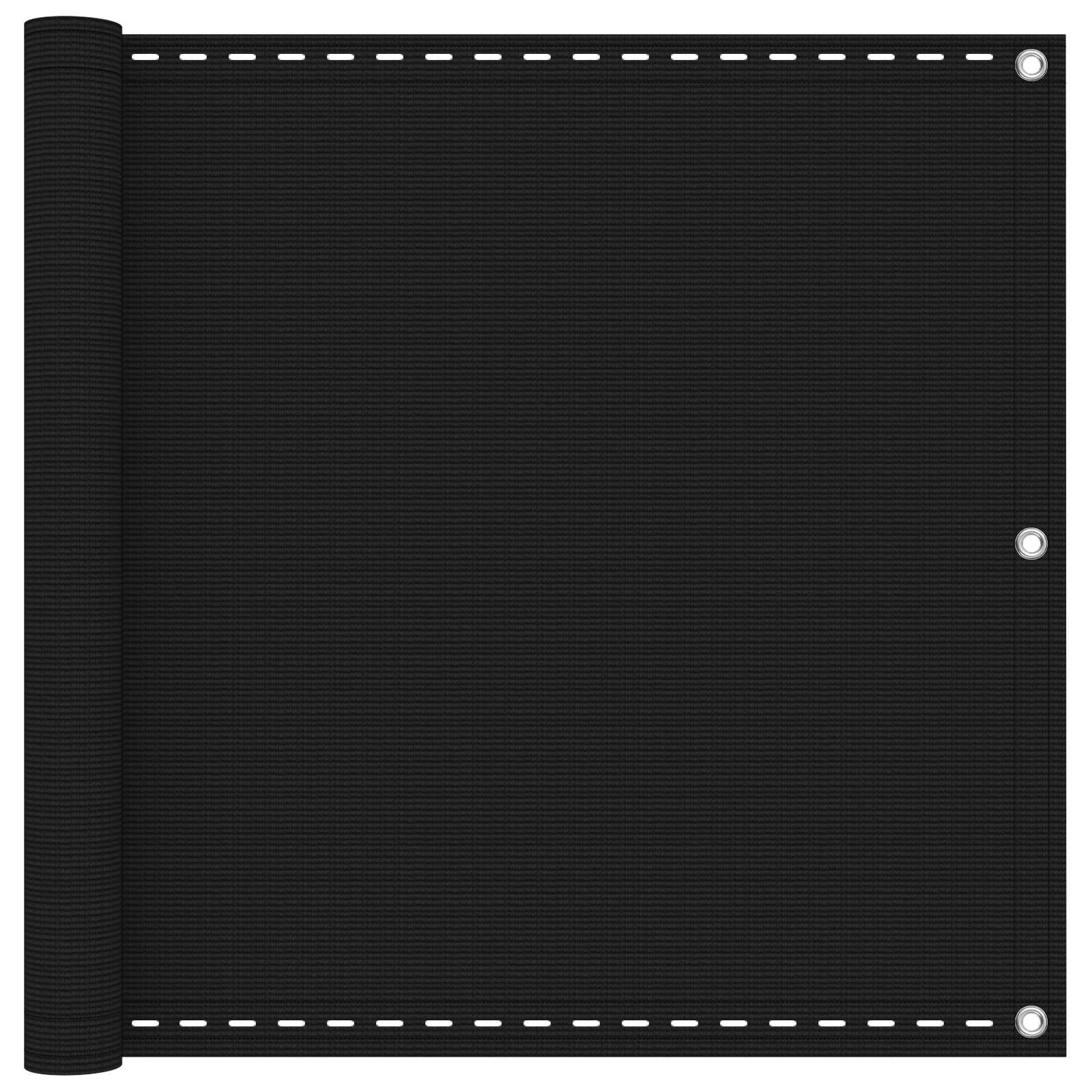 Balkonsichtschutz Schwarz 75 x 1200 cm HDPE und Aluminium