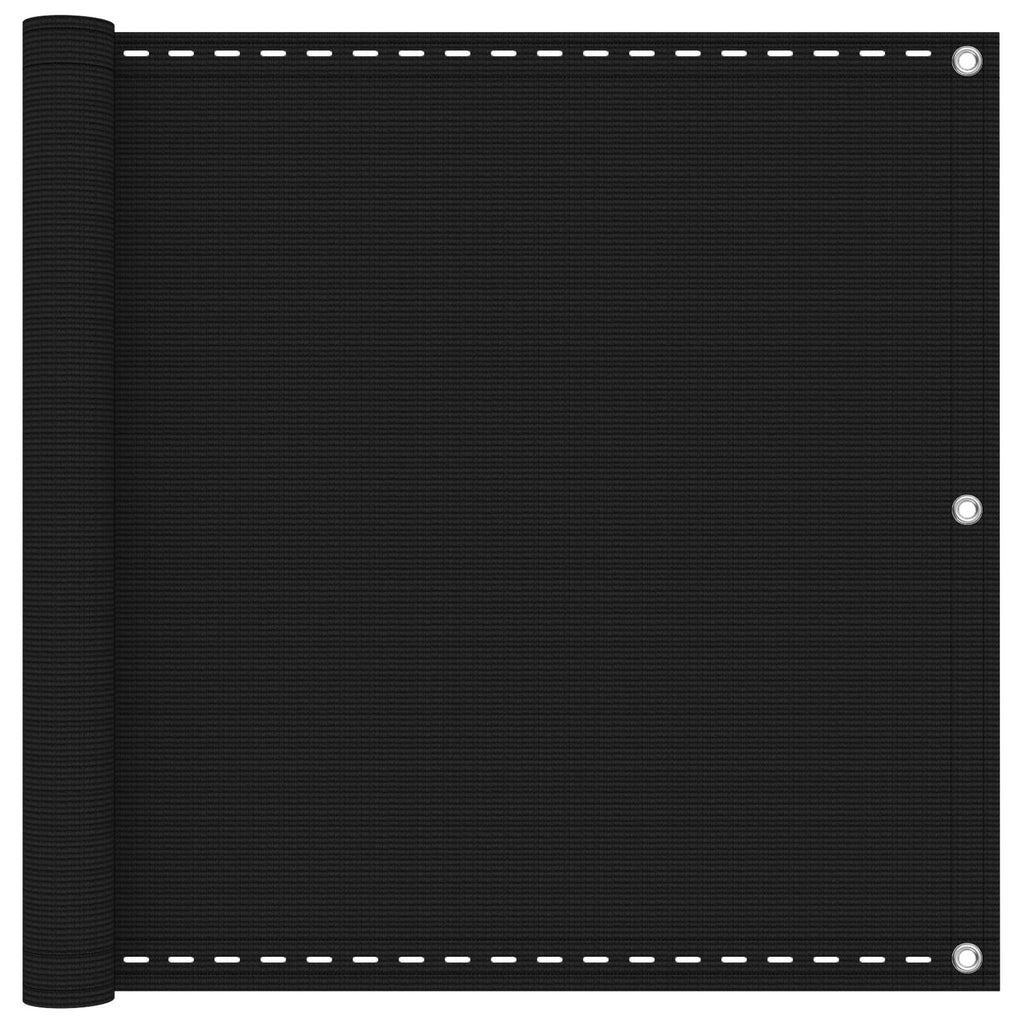 Balkonsichtschutz Schwarz 90 x 1000 cm HDPE und Aluminium