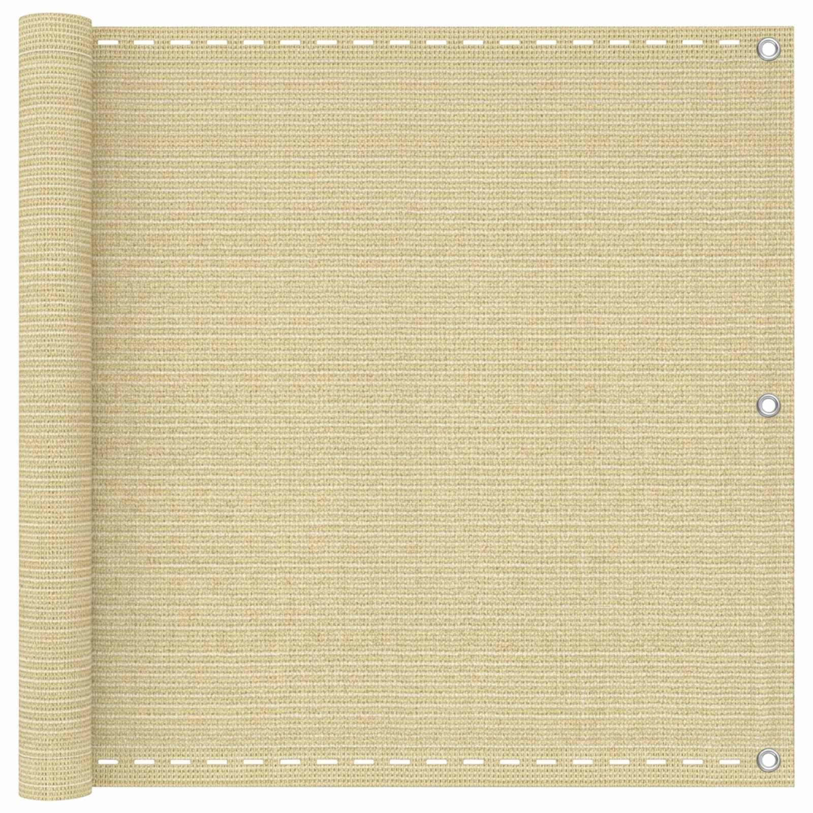 Balkonsichtschutz Beige 75 x 1000 cm HDPE und Aluminium